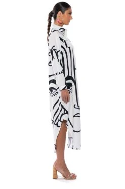 CREATOR BUTTON DOWN MAXI DRESS -AKIRA Shop creator button down maxi dress white black 3 3 c1