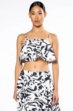 DALI'S MUSE BANDEAU ABSTRACT TOP 13 DALI'S MUSE BANDEAU ABSTRACT TOP -AKIRA Shop dalis muse bandeau abstract top white black 4 4