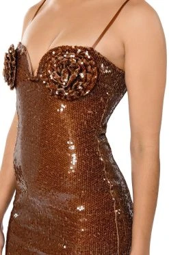 DARE TO DANCE SEQUIN MAXI DRESS -AKIRA Shop dare to dance sequin maxi dress brown 5 5