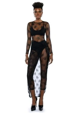 DAY BY DAY LACE JUMPSUIT AND TWIST FRONT MAXI SKIRT SET -AKIRA Shop day by day lace jumpsuit and twist front maxi skirt set black 3 3