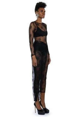 DAY BY DAY LACE JUMPSUIT AND TWIST FRONT MAXI SKIRT SET -AKIRA Shop day by day lace jumpsuit and twist front maxi skirt set black 4 4