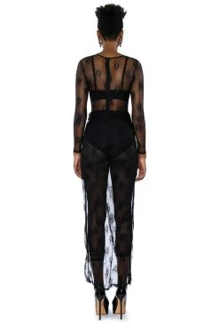 DAY BY DAY LACE JUMPSUIT AND TWIST FRONT MAXI SKIRT SET -AKIRA Shop day by day lace jumpsuit and twist front maxi skirt set black 8 8