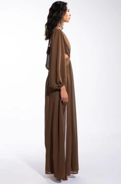 DAYS LIKE THIS MAXI HIGH SLIT DRESS -AKIRA Shop days like this maxi high slit dress brown 3 3