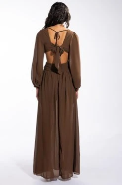DAYS LIKE THIS MAXI HIGH SLIT DRESS -AKIRA Shop days like this maxi high slit dress brown 4 4
