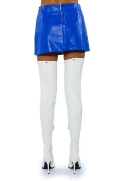 DETERMINED MIND FAUX LEATHER SKIRT -AKIRA Shop determined mind faux leather skirt royal blue 12 12