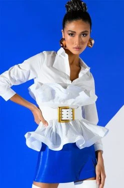 DETERMINED MIND FAUX LEATHER SKIRT -AKIRA Shop determined mind faux leather skirt royal blue 4 4