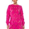 DIAMOND CUT OVERSIZED SWEATER DRESS -AKIRA Shop diamond cut oversized sweater dress fuchsia 1 1