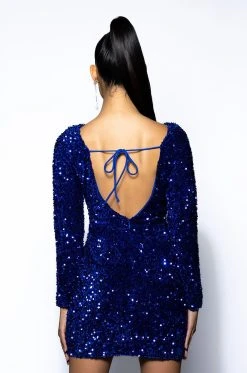 DIVA LONG SLEEVE MINI DRESS -AKIRA Shop diva long sleeve mini dress royal blue 7 7