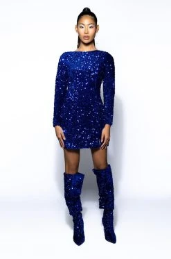 DIVA LONG SLEEVE MINI DRESS -AKIRA Shop diva long sleeve mini dress royal blue 9 9