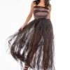 DIVINE TUBE MAXI TULLE DRESS -AKIRA Shop divine tube maxi tulle dress brown 1 1
