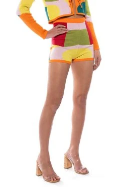 AKIRA Shop -AKIRA Shop donna knit booty short orange multi 2 2