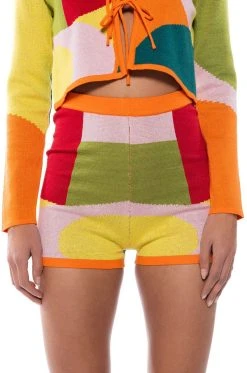 DONNA KNIT BOOTY SHORT -AKIRA Shop donna knit booty short orange multi 3 3