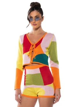 DONNA KNIT BOOTY SHORT -AKIRA Shop donna knit booty short orange multi 4 4