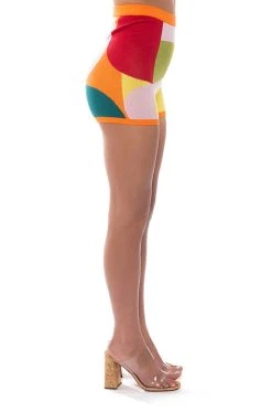 DONNA KNIT BOOTY SHORT -AKIRA Shop donna knit booty short orange multi 7 7