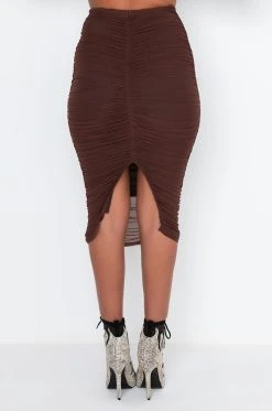 DRAMA FREE CINCHED MESH MIDI SKIRT 11 DRAMA FREE CINCHED MESH MIDI SKIRT -AKIRA Shop drama free ruched midi mesh skirt brown 3 3 c1 c1