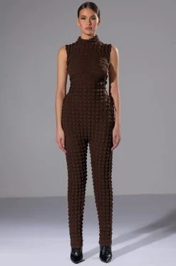 DREAM LOVER TEXTURED LACE UP JUMPSUIT
