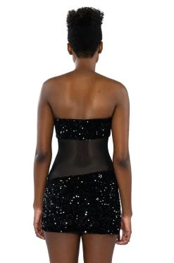 ENJOY THE VIEW MESH PANEL SEQUIN MINI DRESS -AKIRA Shop enjoy the view mesh panel sequin mini dress black 7 7