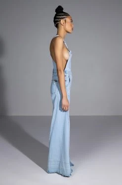 EVERYDAY WIDE LEG OVERALLS -AKIRA Shop everyday wide leg overalls light blue denim 3 3 c1