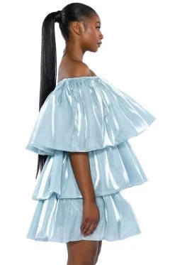 FAIRY DREAMS CHIFFON LAYERED MINI DRESS -AKIRA Shop fairy dreams chiffon layered mini dress teal 4 4 c1