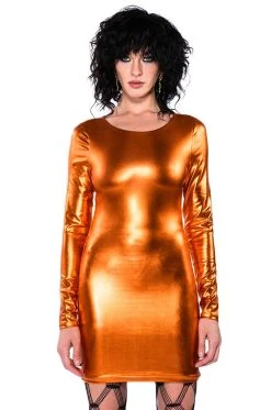 FEELING A MOMENT LONG SLEEVE CREW NECK MINI DRESS -AKIRA Shop feeling a moment long sleeve crew neck mini dress orange 13 13