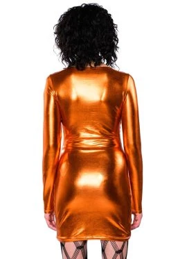 FEELING A MOMENT LONG SLEEVE CREW NECK MINI DRESS -AKIRA Shop feeling a moment long sleeve crew neck mini dress orange 16 16