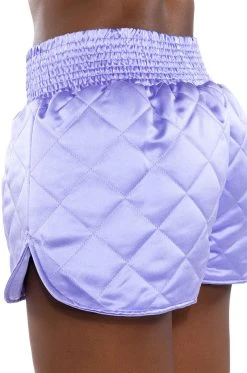 FIELD OF DREAMS SATIN QUILTED SHORTS -AKIRA Shop field of dreams satin quilted shorts light purple 8 8