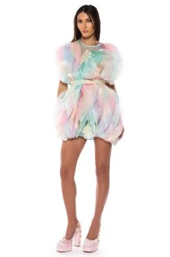 FLOAT LIKE A BUTTERFLY MINI FASHION DRESS IN BLUE MULTI -AKIRA Shop float like a butterfly mini fashion dress in blue multi blue multi 3 3 c1