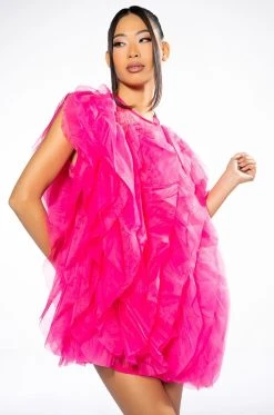 FLOAT LIKE A BUTTERFLY MINI FASHION DRESS IN FUCHSIA -AKIRA Shop float like a butterfly mini fashion dress in fuchsia fuchsia 2 2