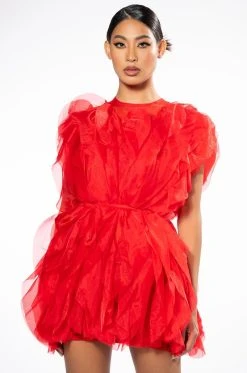 FLOAT LIKE A BUTTERFLY MINI FASHION DRESS IN RED -AKIRA Shop float like a butterfly mini fashion dress in red red 4 4