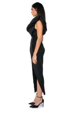 GAGA AT THE OSCARS PUFF SLEEVE MAXI DRESS -AKIRA Shop gaga at the oscars puff sleeve maxi dress black 3 3