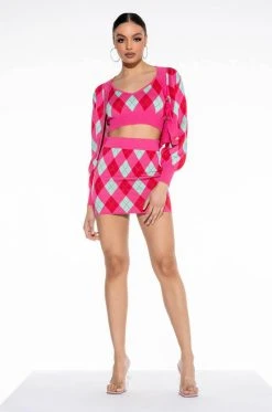 GET A CLUE KNIT MINI SKIRT -AKIRA Shop get a clue knit mini skirt pink multi 6 6