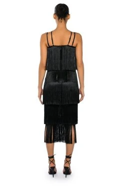 GIGGLE WATERS MAXI FRINGE LAYERED DRESS -AKIRA Shop giggle waters maxi fringe layered dress black 4 4