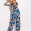 GIRL PLEASE WIDE LEG JUMPSUIT -AKIRA Shop girl please wide leg jumpsuit blue multi 1 1