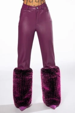 GIULIA 3D FAUX LEATHER FUR PANTS -AKIRA Shop giulia three dee faux leather fur pants purple 3 3