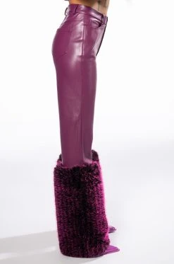GIULIA 3D FAUX LEATHER FUR PANTS -AKIRA Shop giulia three dee faux leather fur pants purple 4 4