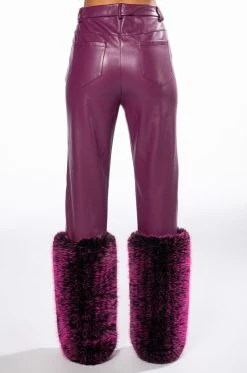 GIULIA 3D FAUX LEATHER FUR PANTS -AKIRA Shop giulia three dee faux leather fur pants purple 5 5