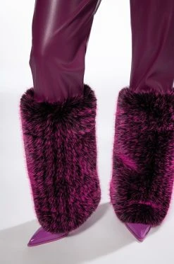 GIULIA 3D FAUX LEATHER FUR PANTS -AKIRA Shop giulia three dee faux leather fur pants purple 6 6