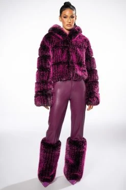 GIULIA 3D FAUX LEATHER FUR PANTS -AKIRA Shop giulia three dee faux leather fur pants purple 7 7