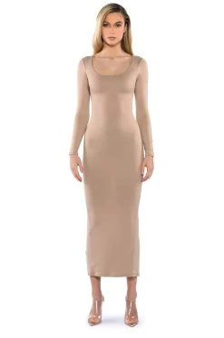 GOOD AS GOLD DOUBLE LAYER MAXI DRESS -AKIRA Shop good as gold double layer maxi dress camel 3 3