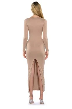 GOOD AS GOLD DOUBLE LAYER MAXI DRESS -AKIRA Shop good as gold double layer maxi dress camel 5 5