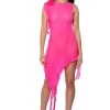 HAILEY SLEEVELESS ASYMMETRICAL RUFFLE MESH MIDI DRESS -AKIRA Shop hailey sleeveless asymmetrical ruffle mesh midi dress pink 1 1