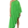 HARLOW ONE SHOULDER ASYMMETRICAL MAXI DRESS -AKIRA Shop harlow one shoulder asymmetrical maxi dress green 1 1