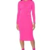 HOLD ON BODYCON LONG SLEEVE MIDI DRESS -AKIRA Shop hold on bodycon long sleeve midi dress fuchsia 1 1