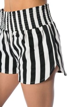 HOLIDAY PULL ON STRIPE SHORT -AKIRA Shop holiday pull on stripe short black white 9 9
