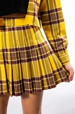HOMECOMING BABE PLEATED MINI SKIRT 21 HOMECOMING BABE PLEATED MINI SKIRT -AKIRA Shop homecoming babe pleated mini skirt yellow multi 10 10