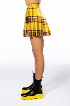 HOMECOMING BABE PLEATED MINI SKIRT 19 HOMECOMING BABE PLEATED MINI SKIRT -AKIRA Shop homecoming babe pleated mini skirt yellow multi 8 8