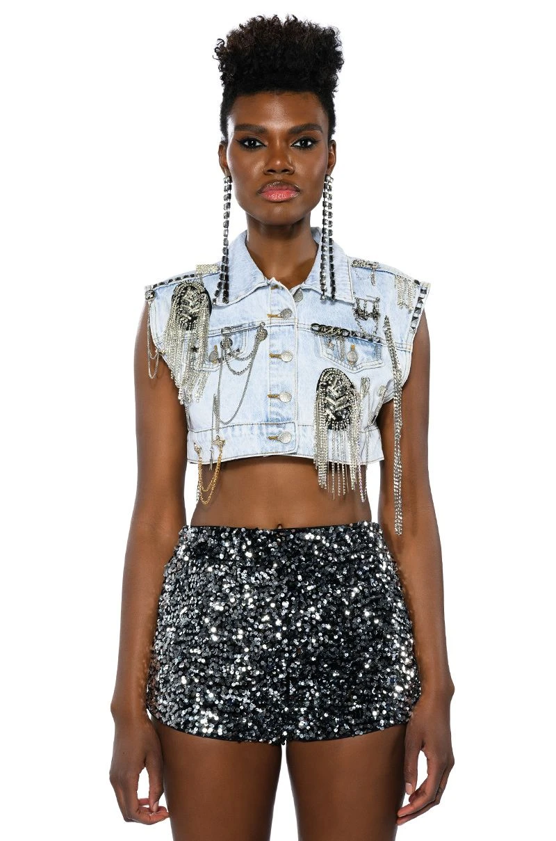 HOUDINI EMBELLISHED DENIM VEST 8 HOUDINI EMBELLISHED DENIM VEST - Image 6