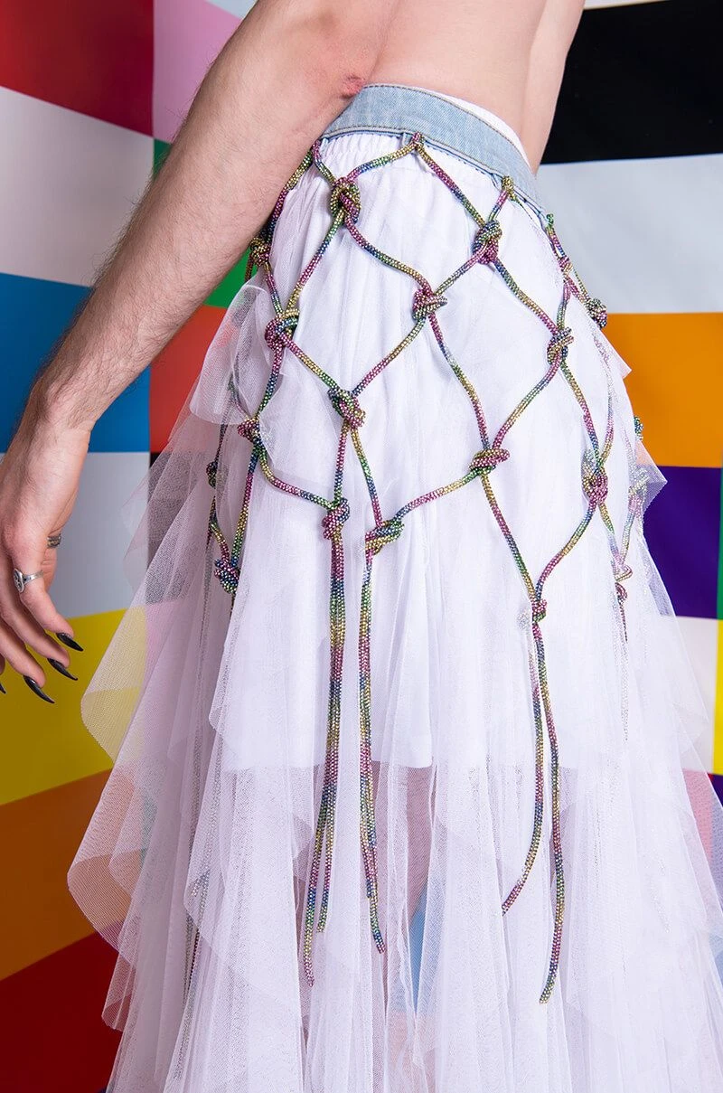 I AM ME CLYDE RAINBOW RHINESTONE CORD DENIM BELT 5 I AM ME CLYDE RAINBOW RHINESTONE CORD DENIM BELT - Image 3