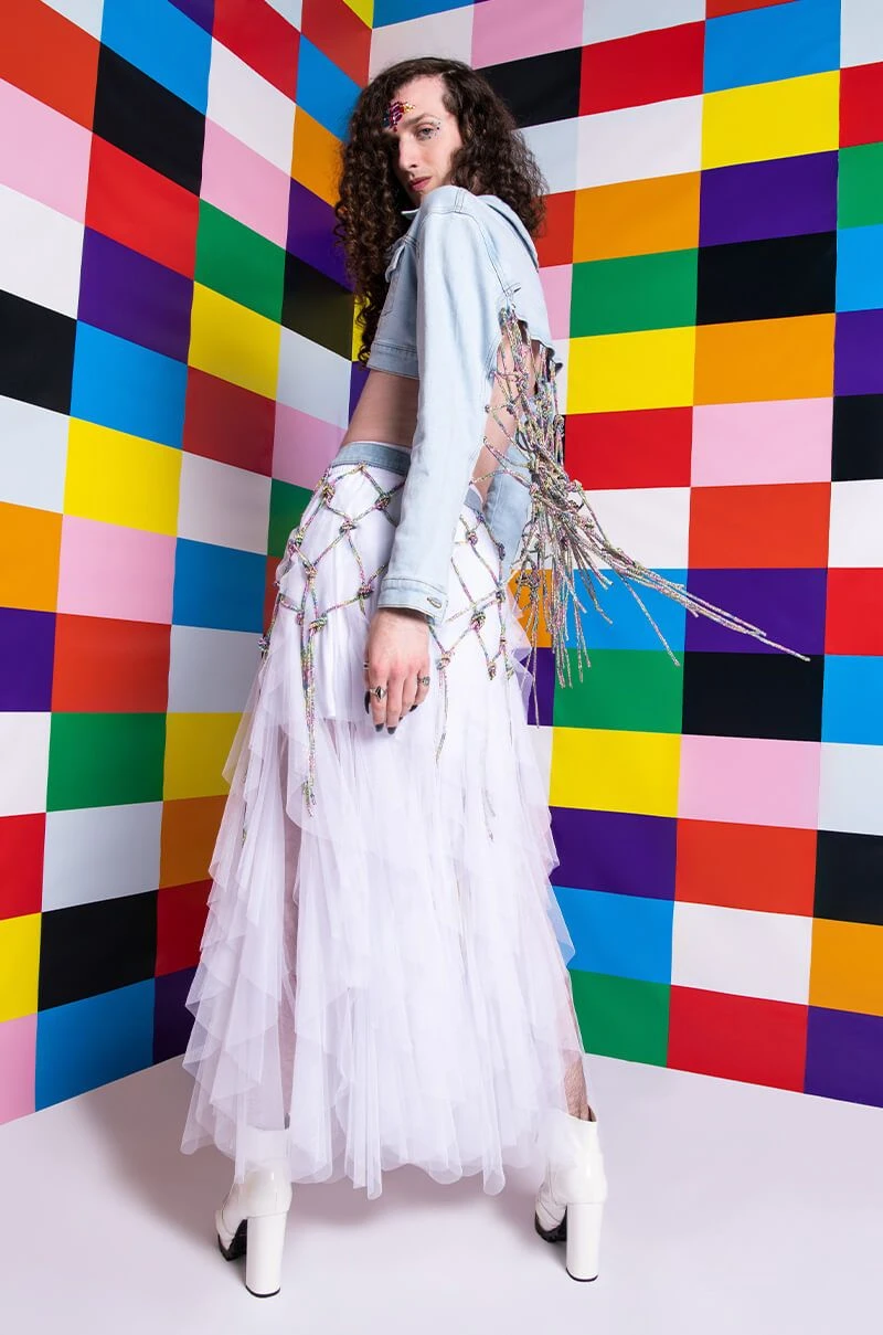 I AM ME CLYDE RAINBOW RHINESTONE CORD DENIM BELT 6 I AM ME CLYDE RAINBOW RHINESTONE CORD DENIM BELT - Image 4