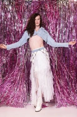 I AM ME CLYDE RAINBOW RHINESTONE CORD DENIM BELT 23 I AM ME CLYDE RAINBOW RHINESTONE CORD DENIM BELT -AKIRA Shop i am me clyde rainbow rhinestone cord denim belt medium blue denim 8 8